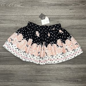 Pumpkin Patch Baby Girls Floral Skirt size 24M 2T Pink Floral Black Polka Dot